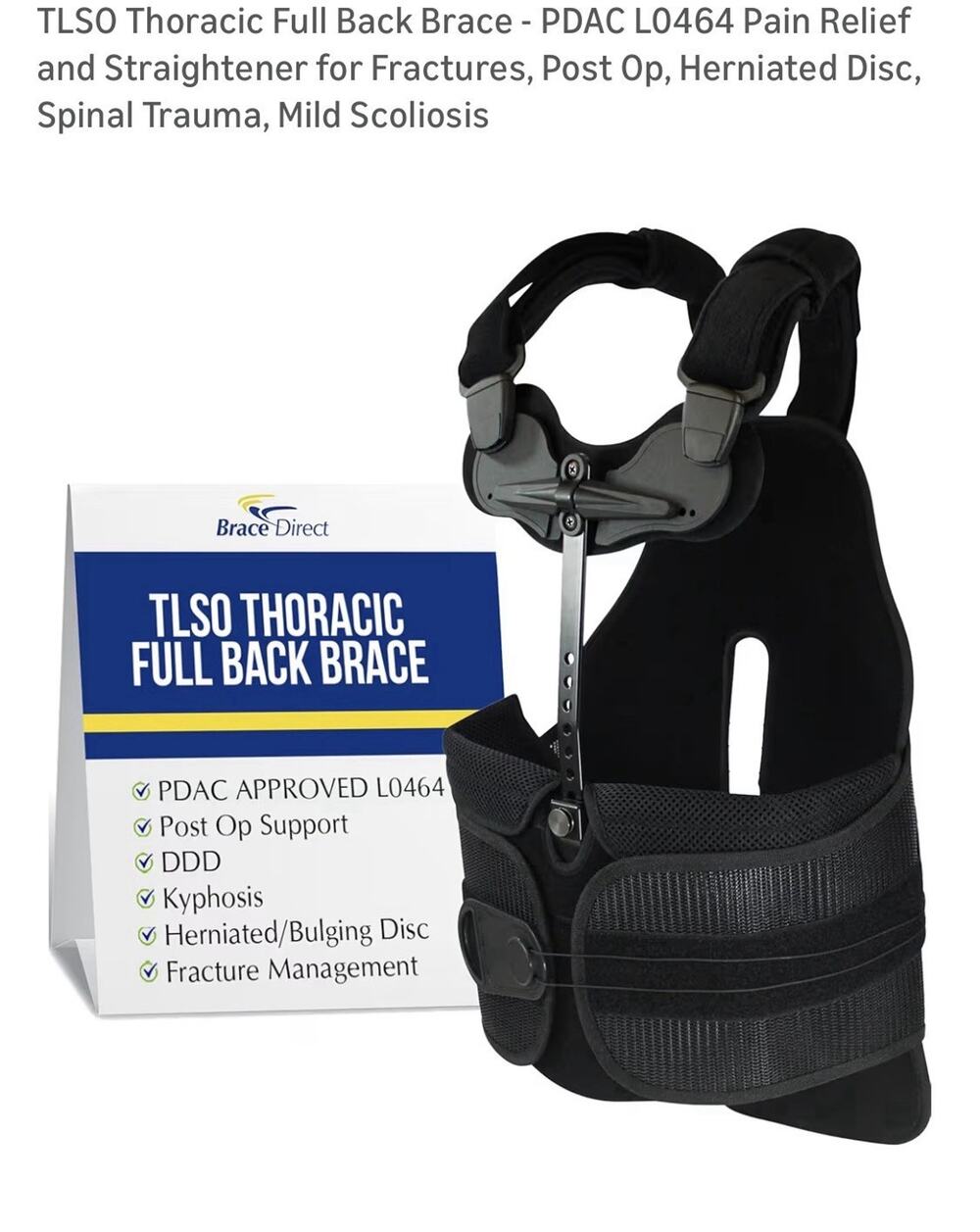 CORELINE Lumbar Brace L0464 TLSO BACK BRACE Univ Adjustable S-3xl CLTLSO64 New